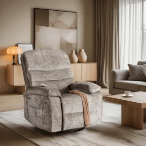 Scaun de masaj reclinabil BRUCE cu funcție de balansare, velur bej