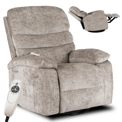 Scaun de masaj reclinabil BRUCE cu funcție de balansare, velur bej