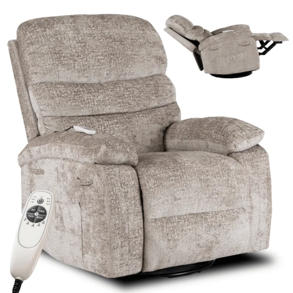 Scaun de masaj reclinabil BRUCE cu funcție de balansare, velur bej