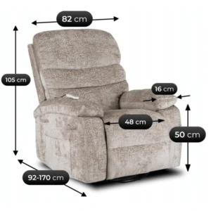 Scaun de masaj reclinabil BRUCE cu funcție de balansare, velur bej