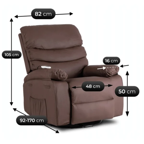 product-3342-13 BRUCE fotoliu de masaj înclinat cu funcție de leagăn Piele ecologică maro — Fotolii de masaj
