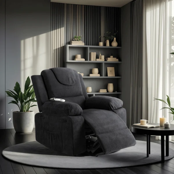 product-3344-0-1 Fotoliu de masaj electric, rabatabil, model FENIX, cu funcție de ridicare, negru — Fotolii de masaj