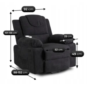 product-3344-13 Fotoliu de masaj electric, rabatabil, model FENIX, cu funcție de ridicare, negru — Fotolii de masaj