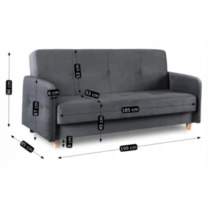 Set de 2x canapea pliabilă CUBA gri — Canapele și sofale