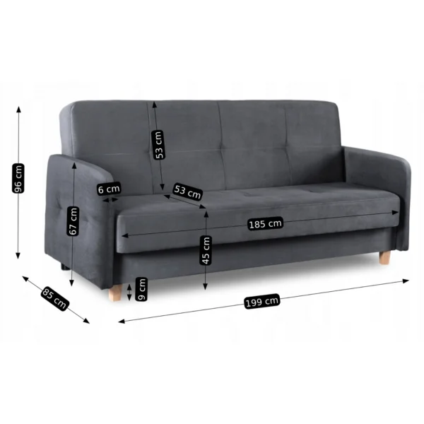 Set de 2x canapea pliabilă CUBA gri — Canapele și sofale