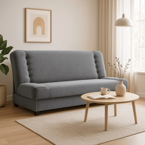 Set de 2x canapea extensibilă PIANO Grey velour — Canapele și sofale