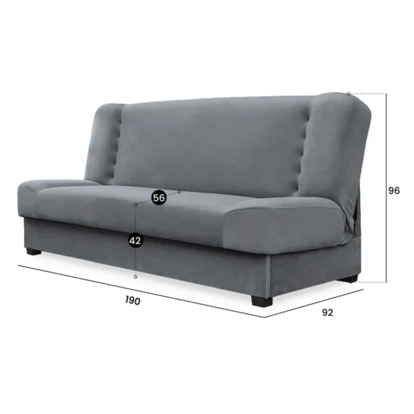 Set de 2x canapea extensibilă PIANO Grey velour — Canapele și sofale
