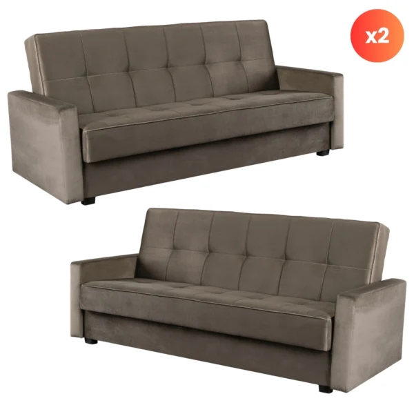 Set de 2x canapea extensibilă ALUNA Beige — Canapele și sofale