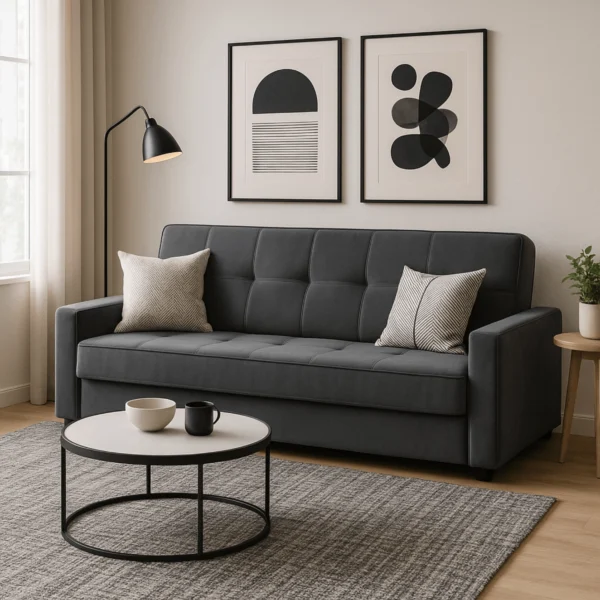 Set de 2x canapele cu pat ALUNA Grey — Canapele și sofale