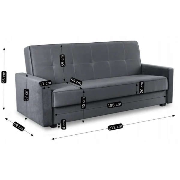 Set de 2x canapele cu pat ALUNA Grey — Canapele și sofale