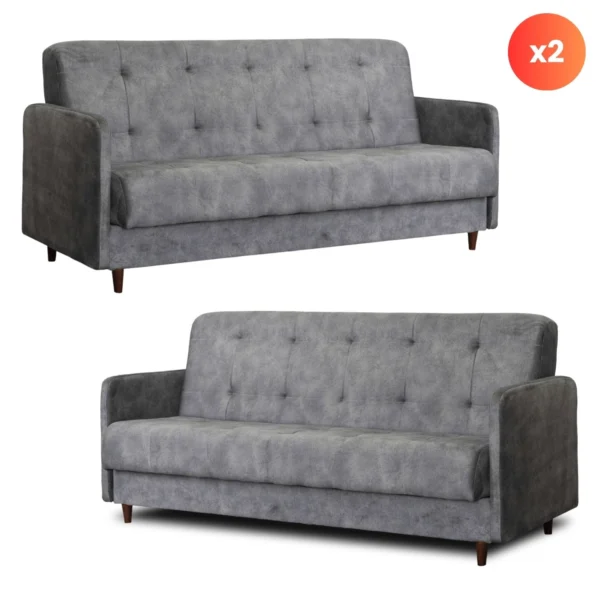 product-3357-0 Set de 2x canapea extensibilă TIVOLI gri — Canapele și sofale