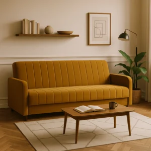 Set de 2 canapele extensibile PORTO din velur muștar