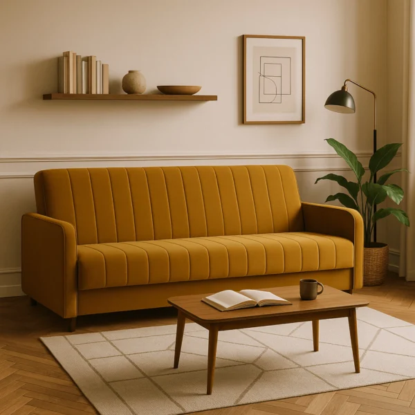 Set de 2 canapele extensibile PORTO din velur muștar