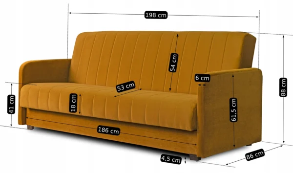 Set de 2 canapele extensibile PORTO din velur muștar