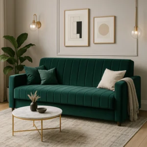 Set de 2 canapele extensibile PORTO din velur verde