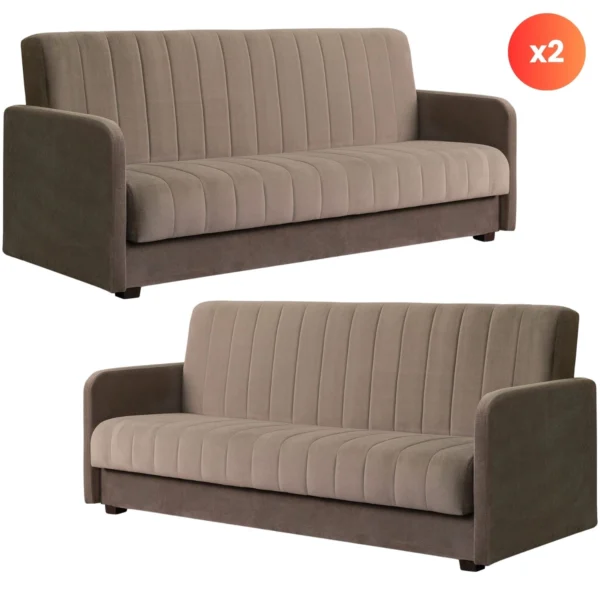 Set de 2x PORTO canapea pliantă bej — Canapele și sofale