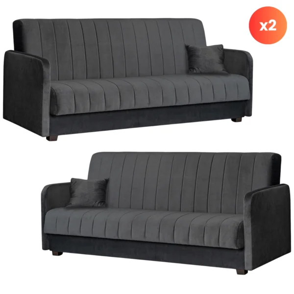 Set de 2x PORTO canapea pliabilă gri — Canapele și sofale