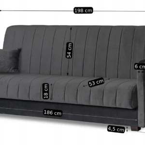 Set de 2x PORTO canapea pliabilă gri — Canapele și sofale