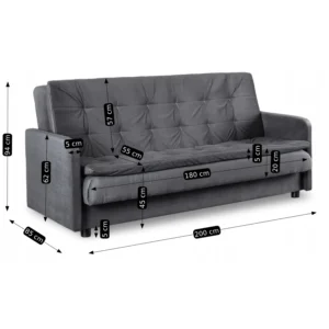 Set de 2x canapea pliabilă STELLA gri — Canapele și sofale