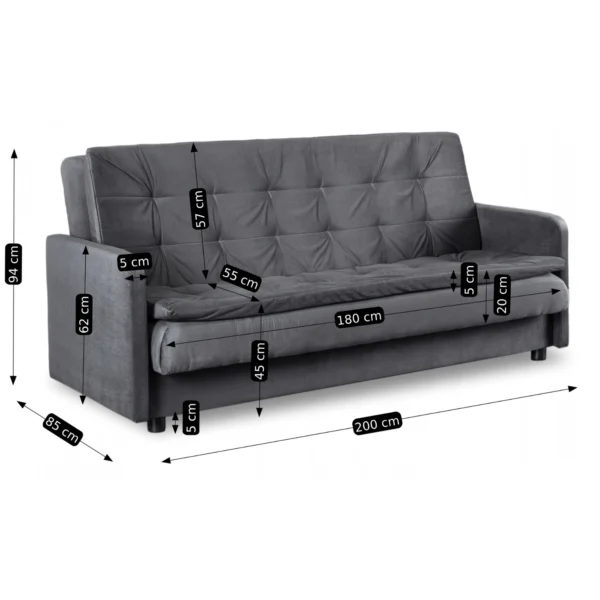 Set de 2x canapea pliabilă STELLA gri — Canapele și sofale