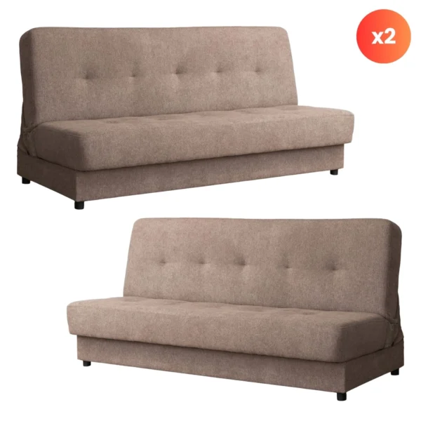 product-3369-0 Set de 2x ARUBA Pliant canapea extensibilă Brown — Canapele și sofale