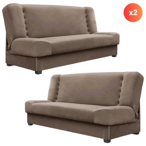 Set de 2x canapea extensibilă PIANO Bej — Canapele și sofale