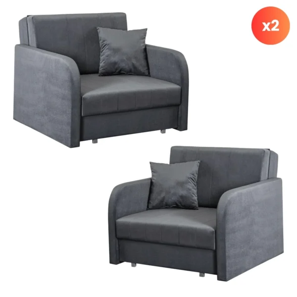 product-3376-0 Set de 2x fotoliu de dormit simplu VERO gri — Fotolii de relaxare