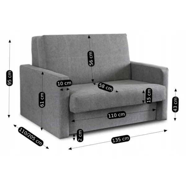 Set de 2 fotolii duble MILAN 2 gri