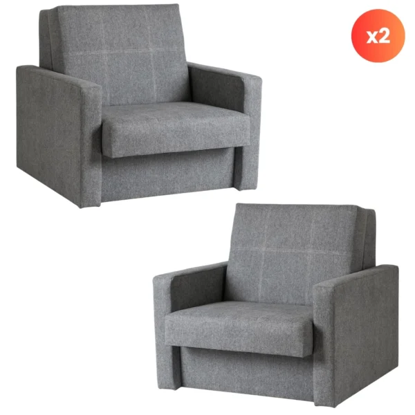 product-3378-0 Set de 2x fotoliu de dormit simplu MILAN 1 gri — Fotolii de relaxare