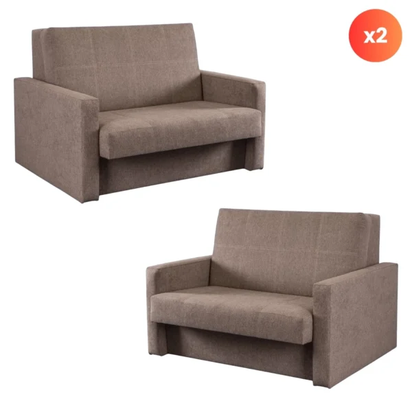 product-3380-0 Set de 2x MILAN 2 Double Sleeping Armchair Bej — Fotolii de relaxare