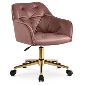 Scaun pivotant din velur roz KONOR