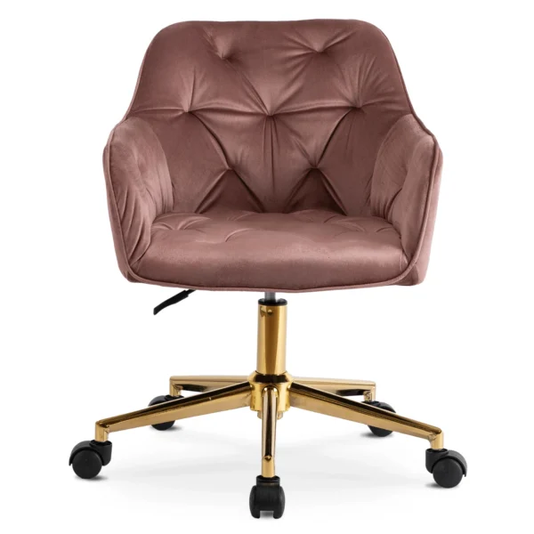 Scaun pivotant din velur roz KONOR