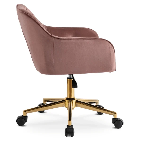 Scaun pivotant din velur roz KONOR