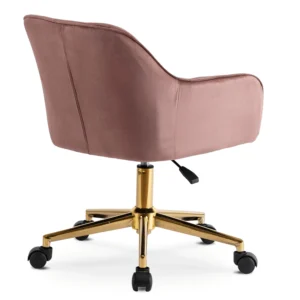 Scaun pivotant din velur roz KONOR