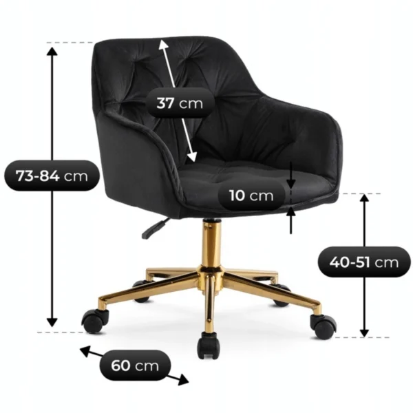 Scaun pivotant KONOR, velur negru