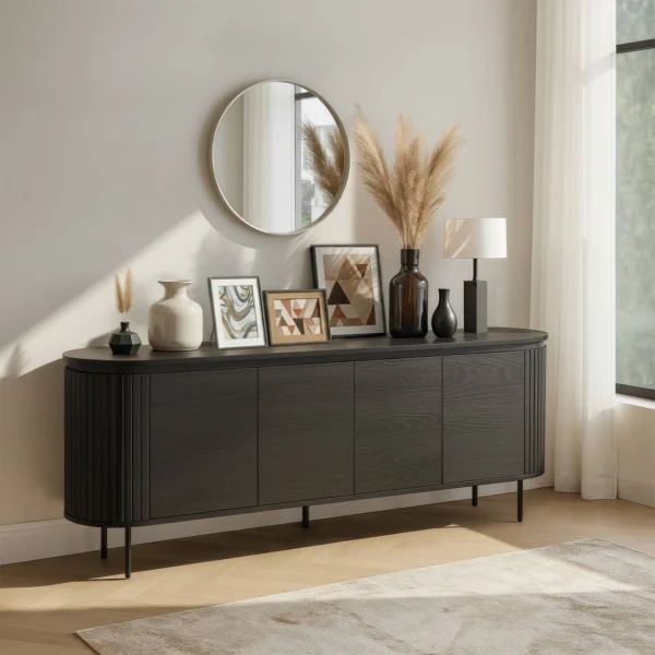 product-3388-0-1 Comodă cu patru uși BECK 200 cm Negru — Comode