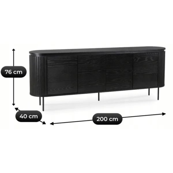 product-3388-5 Comodă cu patru uși BECK 200 cm Negru — Comode