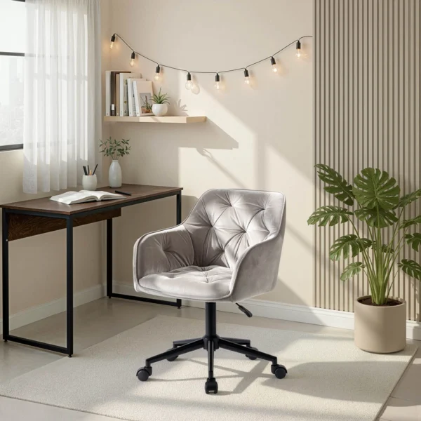 Scaun pivotant KONOR Gri/Negru Velur