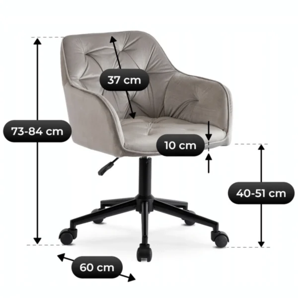 Scaun pivotant KONOR Gri/Negru Velur