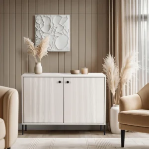 product-3393-0-1 Comoda de sertare SOFT 104 cm Cu două uși canelate Cașmir — Comode