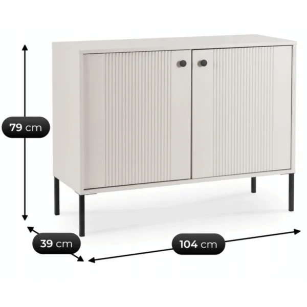 product-3393-5 Comoda de sertare SOFT 104 cm Cu două uși canelate Cașmir — Comode