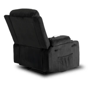 Scaun de masaj reclinabil din catifea neagră BOX