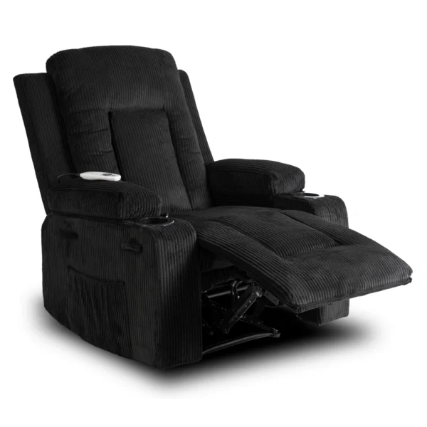 Scaun de masaj reclinabil din catifea neagră BOX