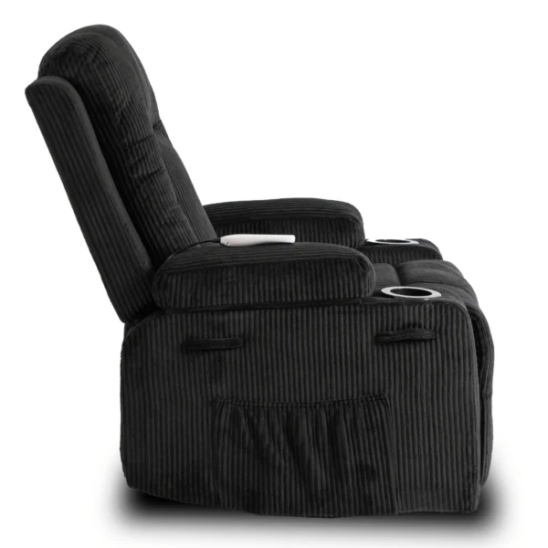 Scaun de masaj reclinabil din catifea neagră BOX