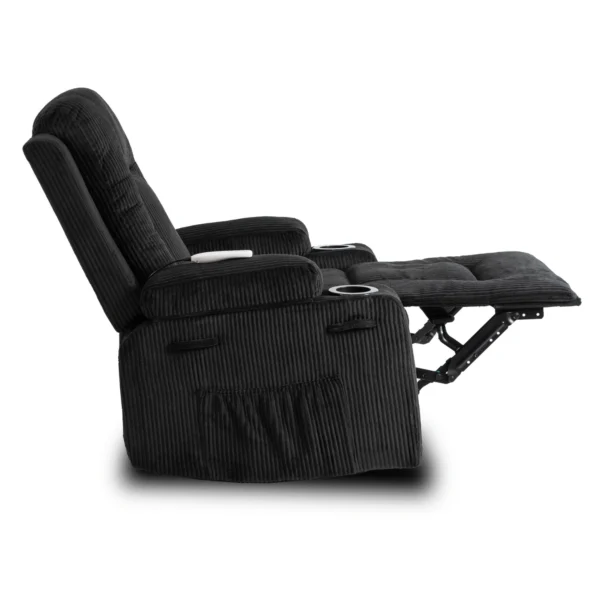 Scaun de masaj reclinabil din catifea neagră BOX