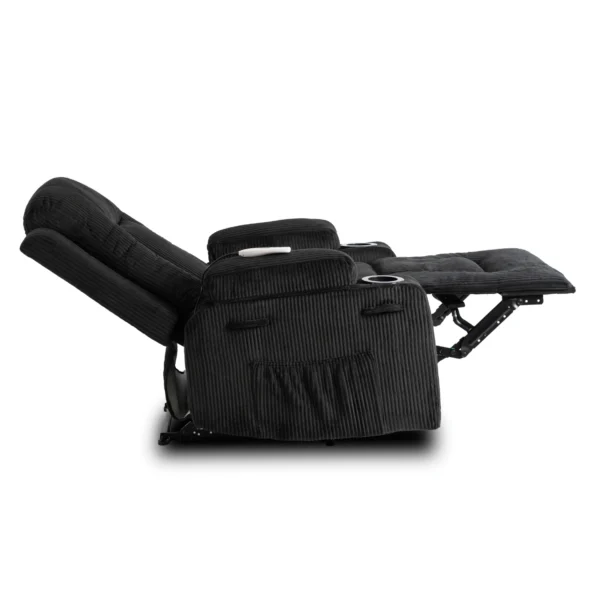 Scaun de masaj reclinabil din catifea neagră BOX