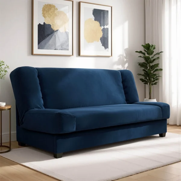 product-3395-0-1 Pliant canapea pat PIANO albastru Navy Velour — Canapele și sofale