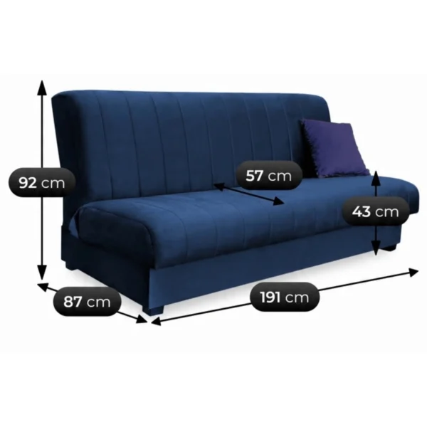 product-3398-5 Canapea pat pliabil SIGMA catifea albastru marin — Canapele și sofale