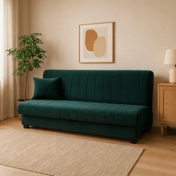 product-3399-0-1 Canapea pliabilă SIGMA Velur verde — Canapele și sofale