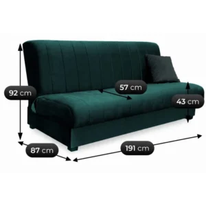 product-3399-5 Canapea pliabilă SIGMA Velur verde — Canapele și sofale